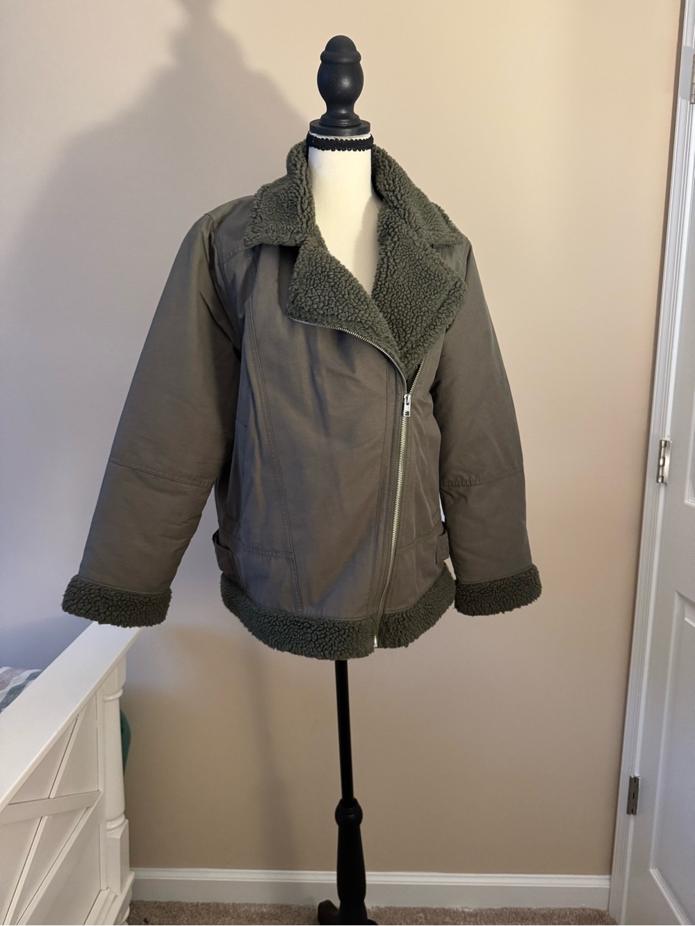 Old Navy Olive Green Teddy Sherpa Jacket